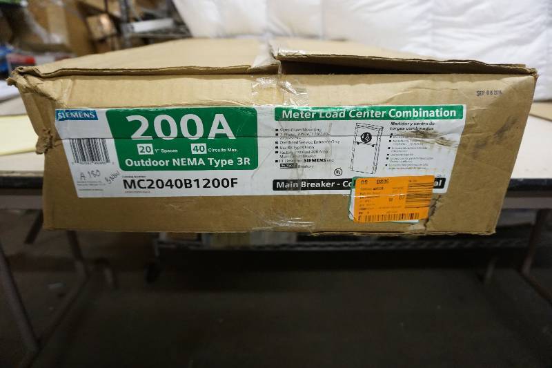 lot 3 image: Siemens Model MC2040B1200F 200 Amp 20-Space 40-Circuit Overhead Flush Meter Combo Load Center