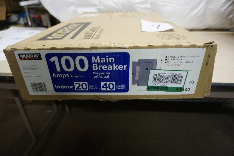 lot 9 image: Murray Model LC2040B1100 100 Amp 20-Space 40-Circuit Main Breaker Load Center