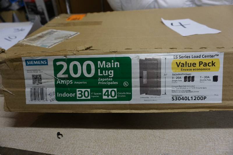 lot 5 image: Siemens Model P3040L1200CU PL Series 200-Amp 30-Space 40-Circuit Main Lug Indoor Load Center