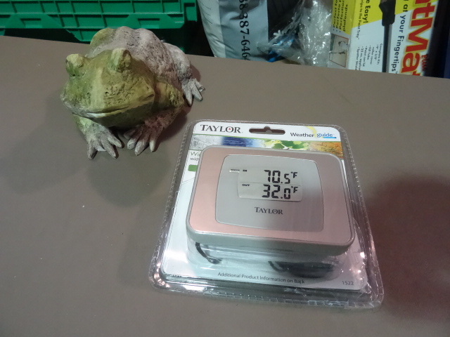NEW Lot incl Taylor wired Indoor Outdoor Thermometer and Decorative Ceramic Frog