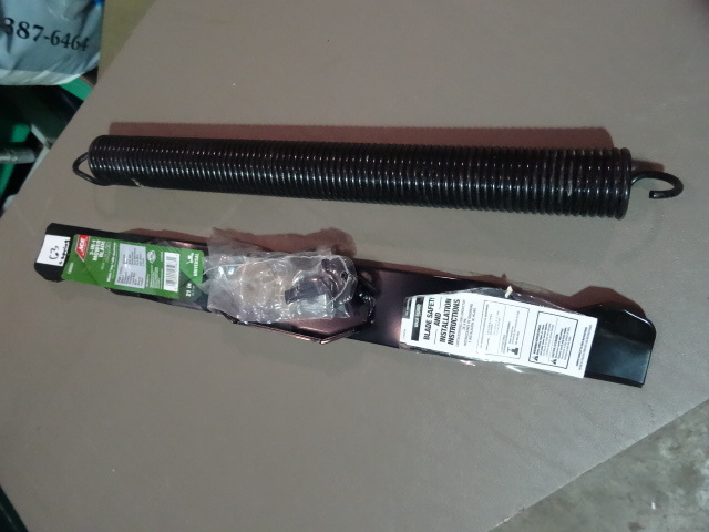 NEW 2 pc lot incl 3 in 1 Universal Lawn Mower Blade 21 in plus large garage door spring