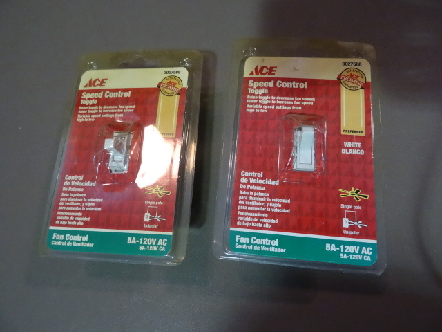 NEW Lot 2 x ACE Fan Speed Control Toggle Switch, white
