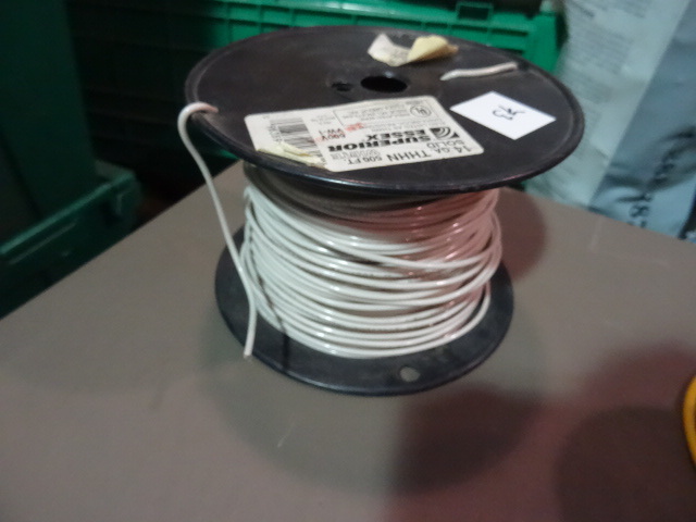 NEW Spool Electrical Wire WHITE 14 THHN Solid est 450 ft