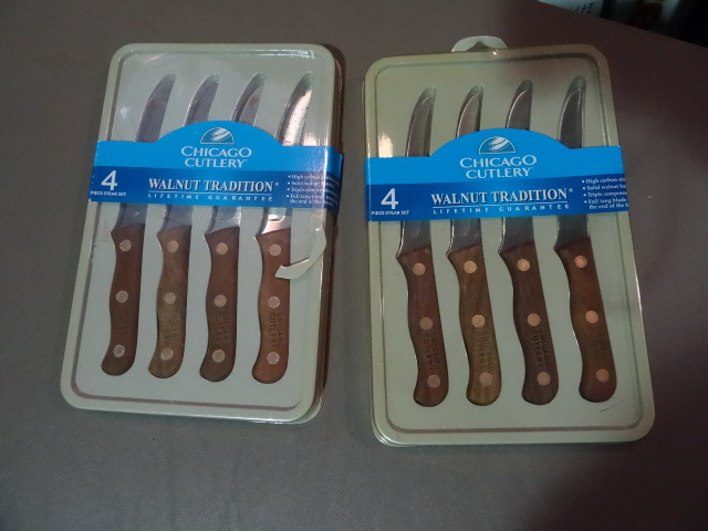 NEW Qty 2 Sets Chicago Cutlery Walnut Traditions Steak Knives 4 per set 8 total
