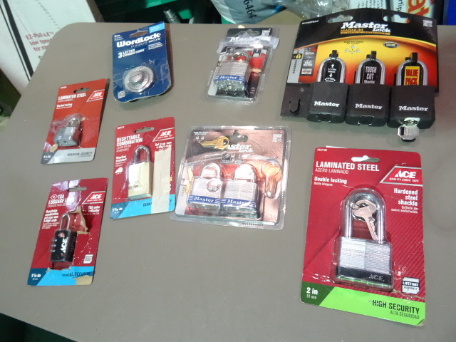 NEW Large Lot Padlocks approx 10 locks both keyed and combination