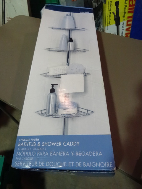 NEW Zenith Chrome Shower and Bath Corner Shelf Kit