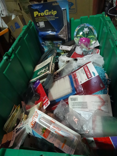NEW Large LOT Misc Hardware incl. Casters, Galvinized Pipe Fittings, V-Belt, Dusters, Rubber Leg Tips AND SO KMUCH MORE. GREEN BIN NOT INCLUDED