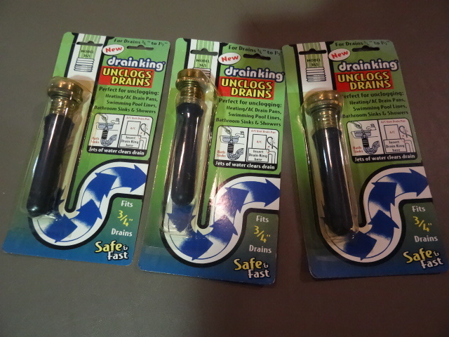 NEW Qty 3 Drain King Unclogs Drains for 3  4 � 1.5 in pipes
