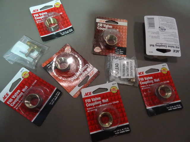 NEW Plumbing Lot incl Qty 2 Needle Valves and Qty 7 Fill Valve Coupling Nut