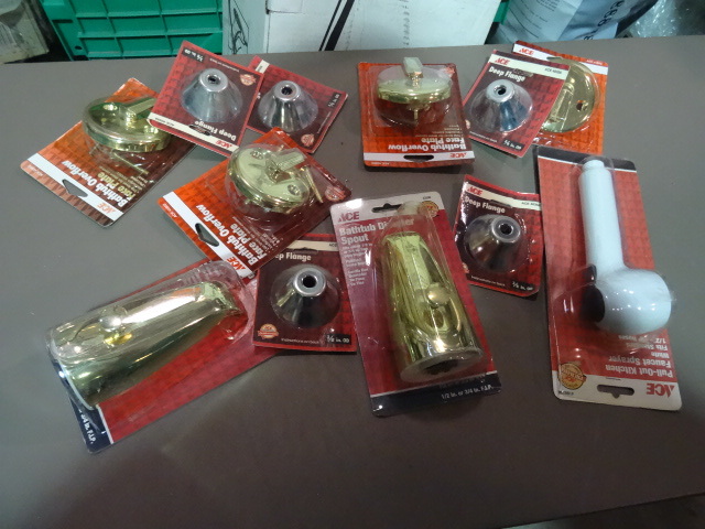 NEW Bathtub Parts incl Diverter Spouts, Overflow faceplates, Deep Flanges, Pull Out Sprayer