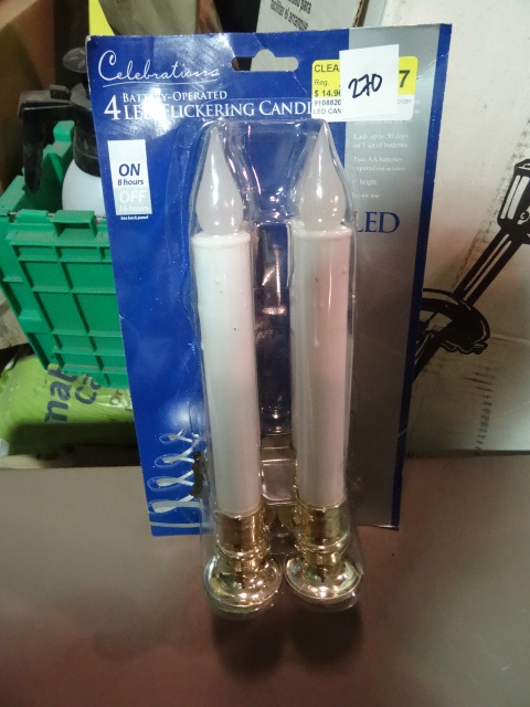 NEW 4 Pack LED Flickering Candles with base Built In Auto Timer 9 in Height