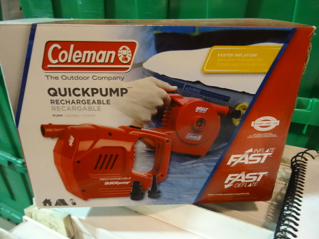 NEW Coleman QuickPump Rechargeable Battery Operated Portable Multi Purpose Inflator.