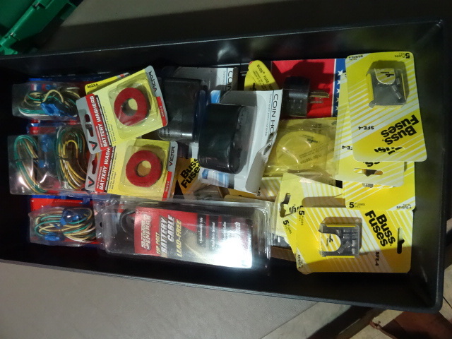 NEW LARGE Automotive Electrical Lot incl 4 x Trailer Connector Wiring Kit, Battery Cable, Many Fuses, Battery Washers and more