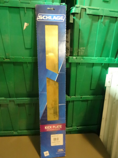 NEW Schlage Kick Plate Bright Brass 6x34 in pn SC8400PA