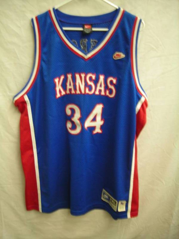 lot 8 image: Nike Basketball Jersey #34 Perce Kansas Size XXL