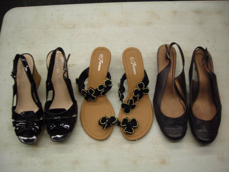 lot 19 image: 2 Pair Wedges, 1 Pair Low Heel
