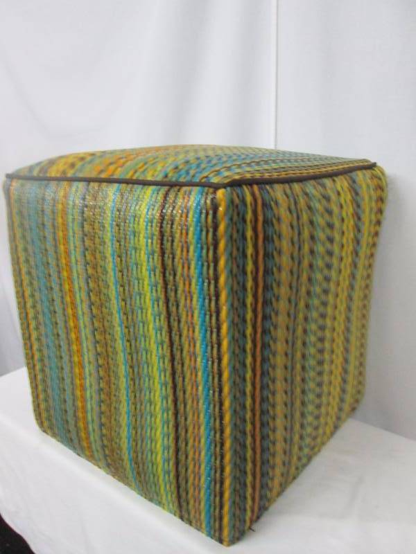 Fab Habitat Cancun Pouf - Lemon & Apple Green
