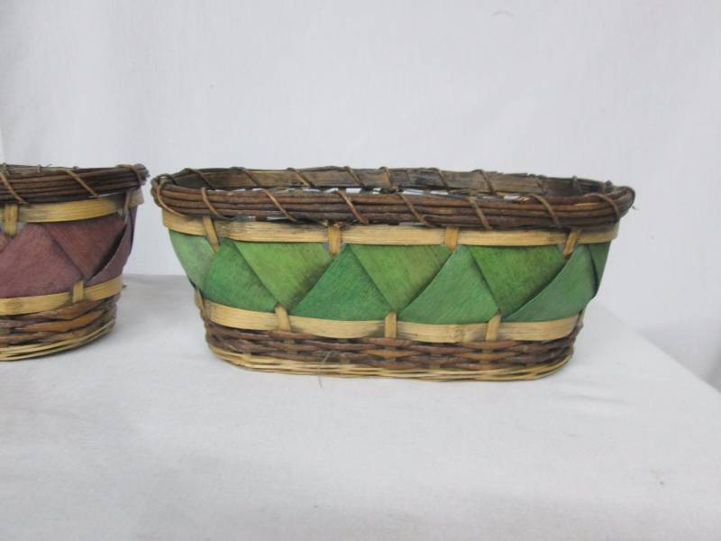 Purple & Green Wood Baskets