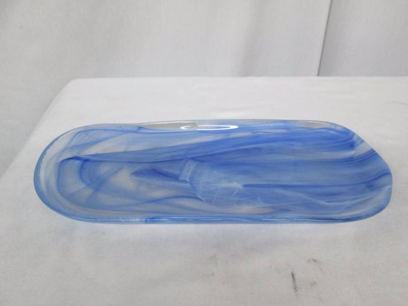 Alabaster Blue Glass Decorative Plate