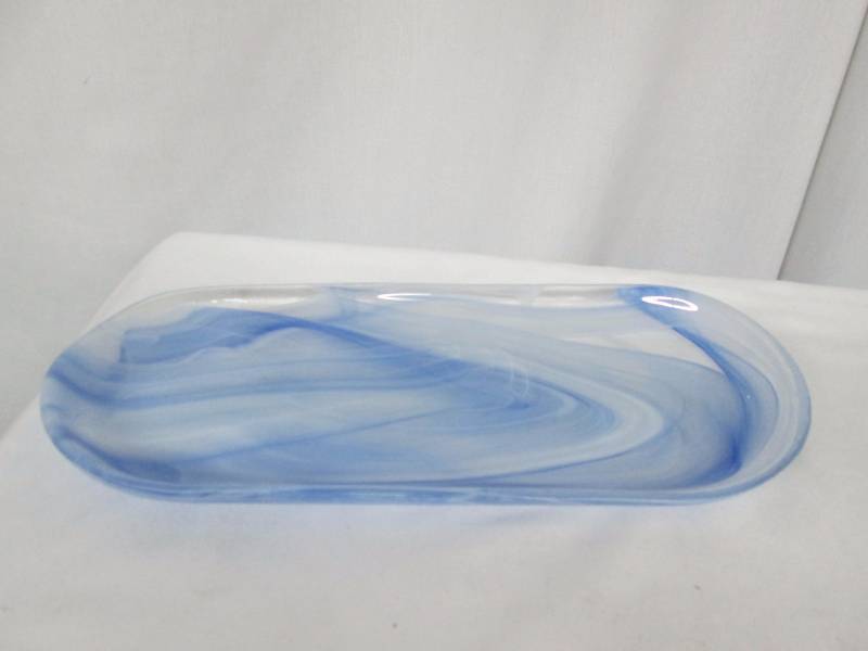 Alabaster Blue Glass Decorative Plate