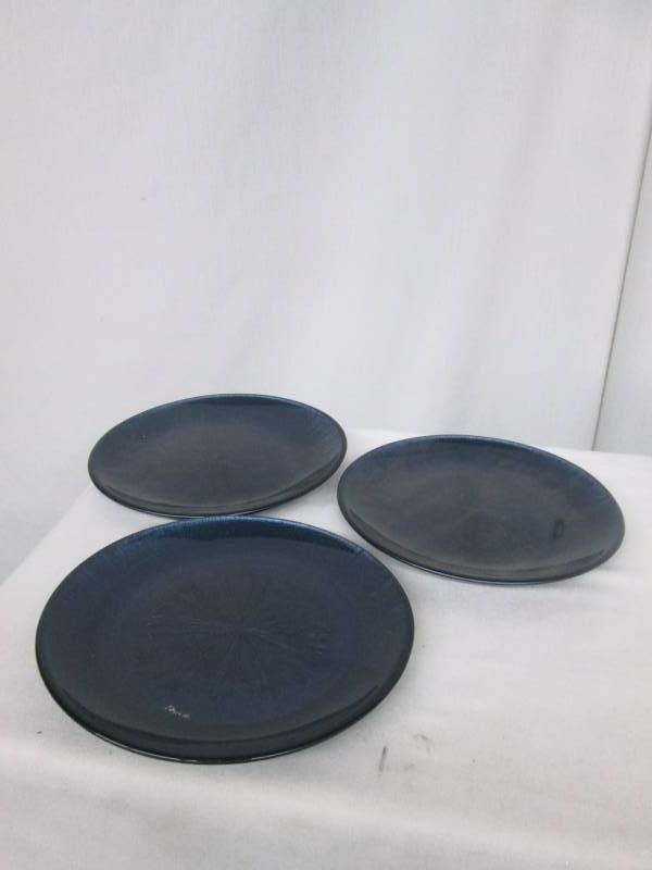 3 - Blue Metallic Decorative Plates