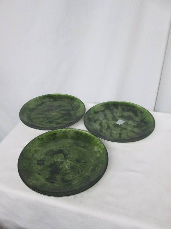 3 - Green Marble Metallic Decorative Plates