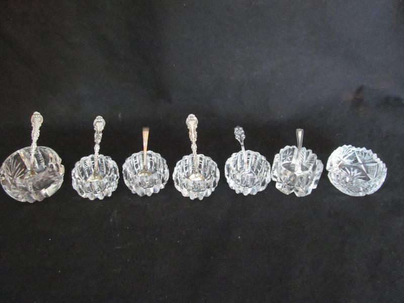 Salt Setters With Sterling Silver Spoons