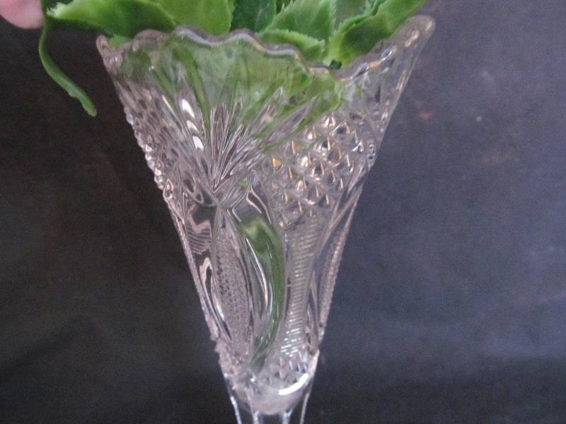 Porcelain Roses in Cut Glass Vase