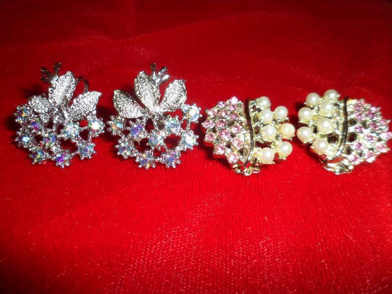 Two Pair Vintage Costume Jewelry Earrings