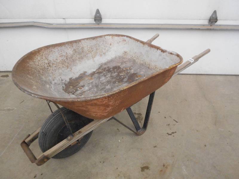lot 28 image: Steel Wheel Barrel ...