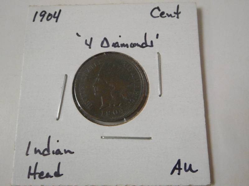 1904 Indian Head Cent, 4 Diamonds--...
