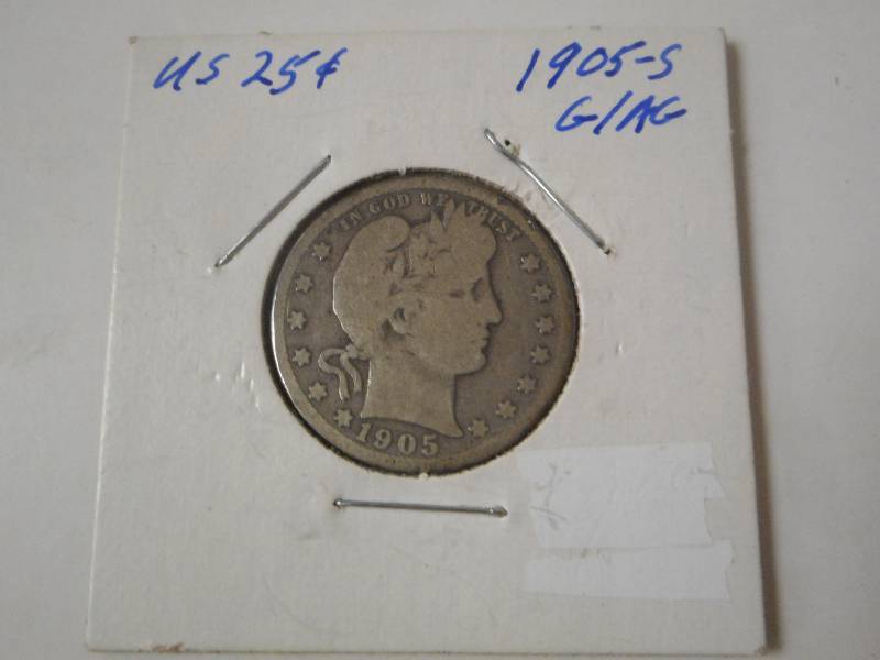 1905-S Barber Head Silver Quarter, ...