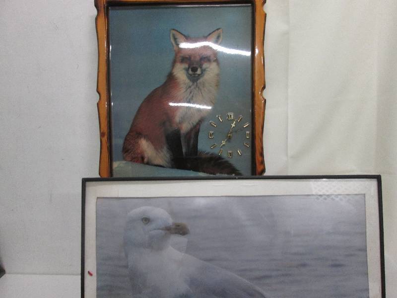 Fox picture clock, Seagull picture...