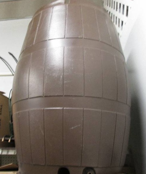 Large brown plastic rain barrel 32 ...