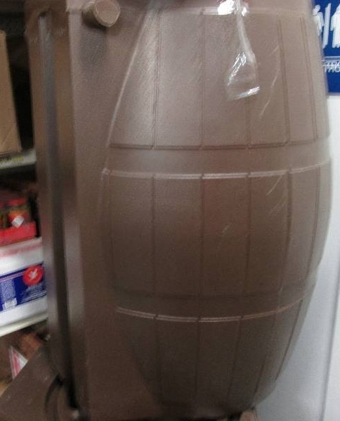 Large brown plastic rain barrel 32 ...