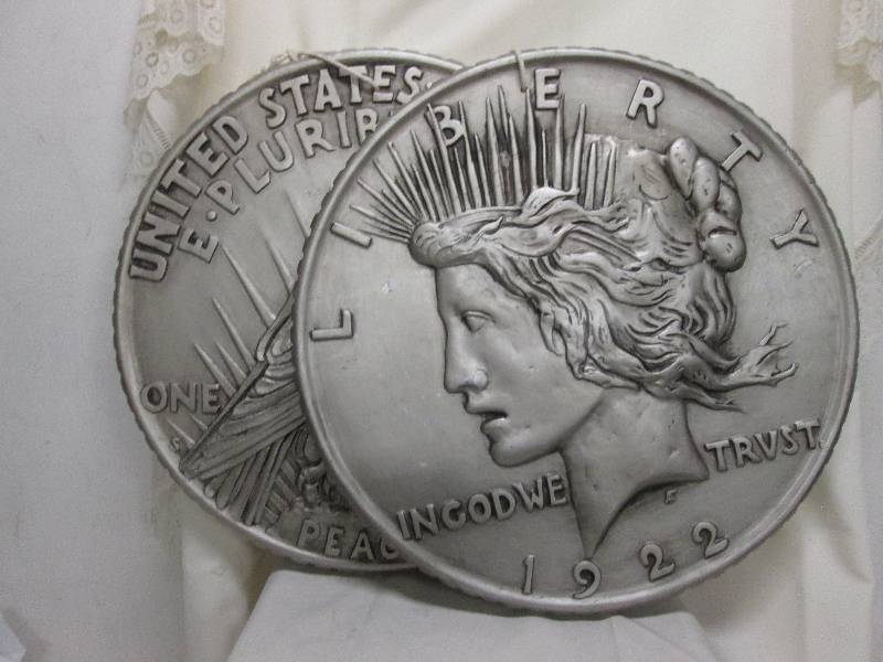 2 Liberty Dollar wall hangings, over a foot wide