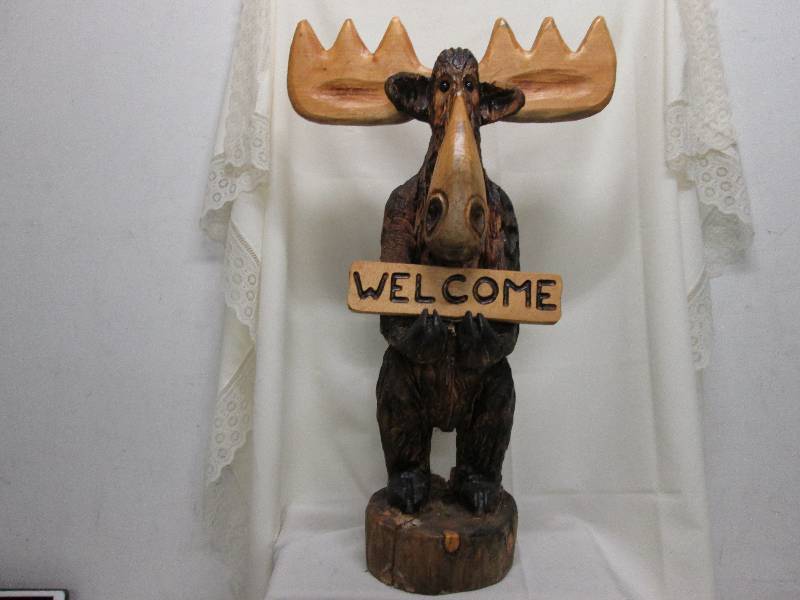 Wooden Welcome Yard Moose 32 inches...