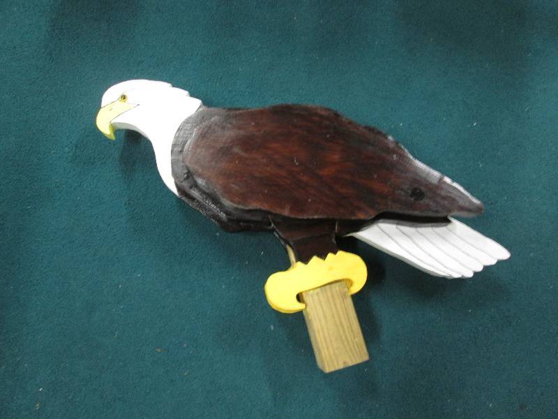 Bald eagle wooden post ornament 27H...