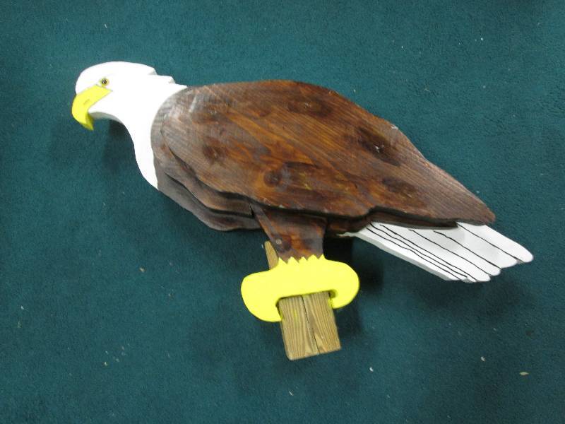 Bald eagle wooden post ornament 27H...