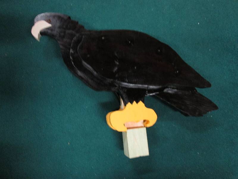 Black hawk wooden post ornament 27H...