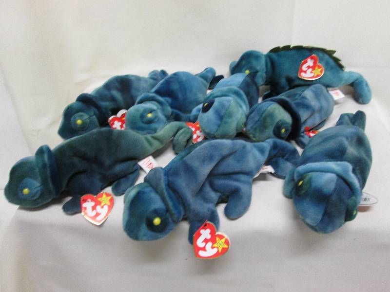 Lot of 7 Ty Rainbow chameleon Bea...