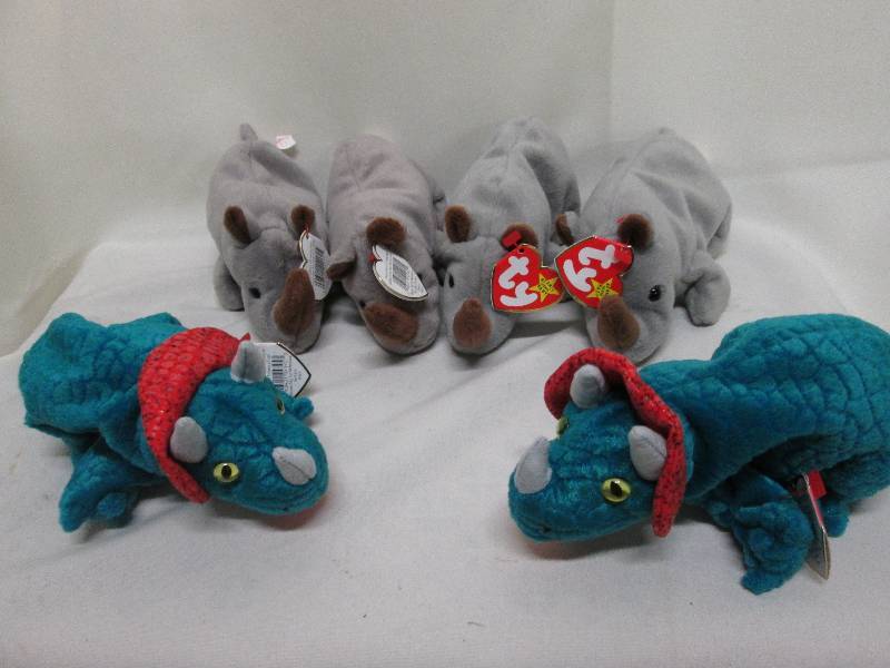 Lot of 4 Ty Spike rhino & 2 Horn...