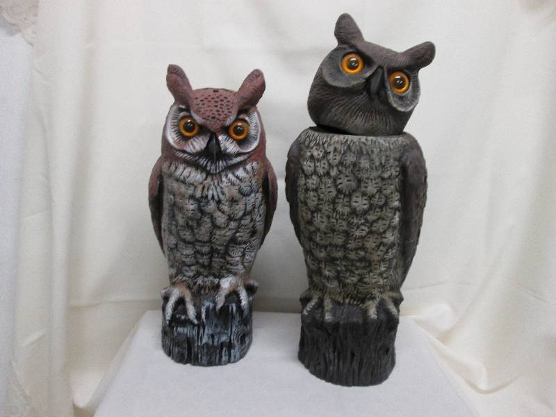 2 GardenYard Owl 1 with bobble hea...
