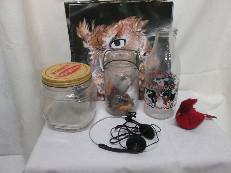 2 vintage jars, 1 decorative milk j...