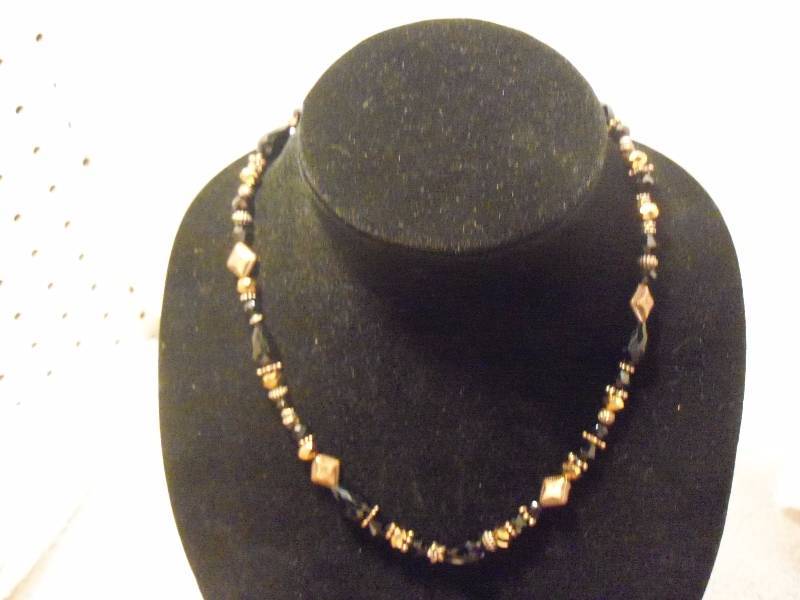 Copper Colored Beaded Necklace and Bracelet Set