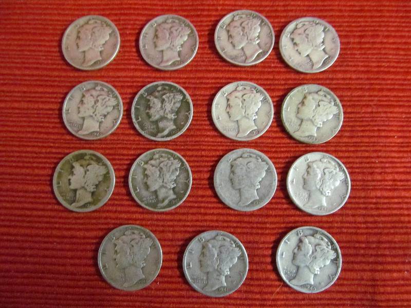 lot 112 image: Mercury Dimes