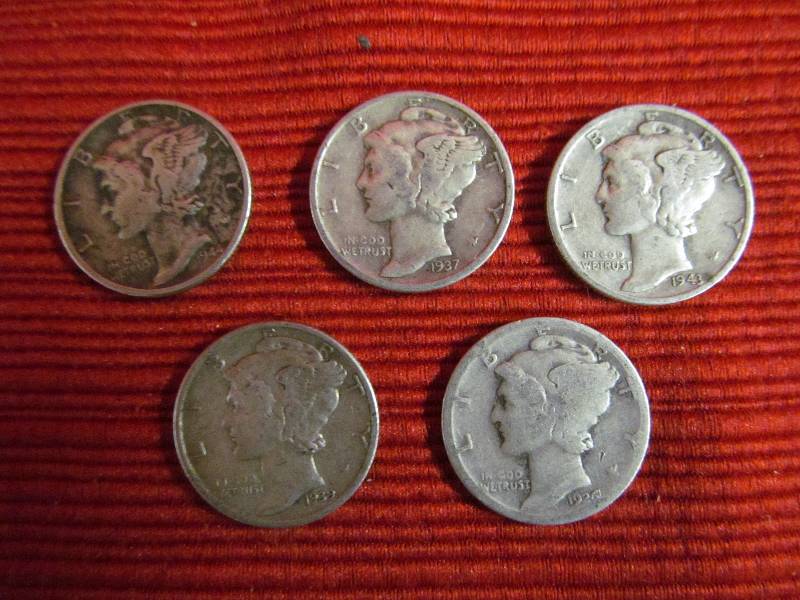 lot 120 image: Mercury Dimes