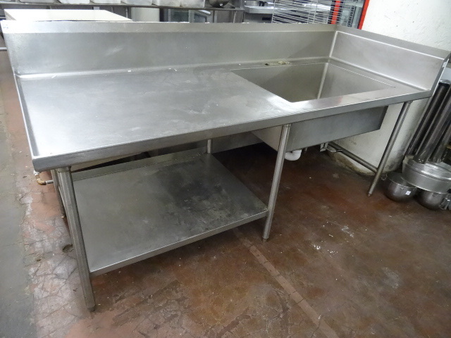 lot 96 image: Large Stainless Sink Prep Table