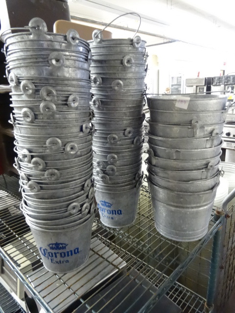 lot 184 image: Galvanized Beer Buckets for Beer Bottles