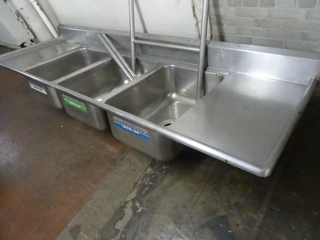 lot 343 image: 3 Basin Stainless Sink 106 X 35